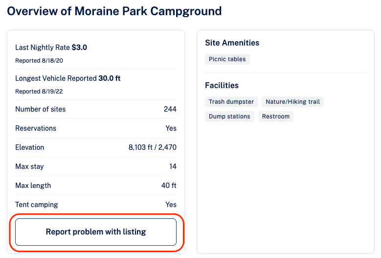CAMP Report Problem Web